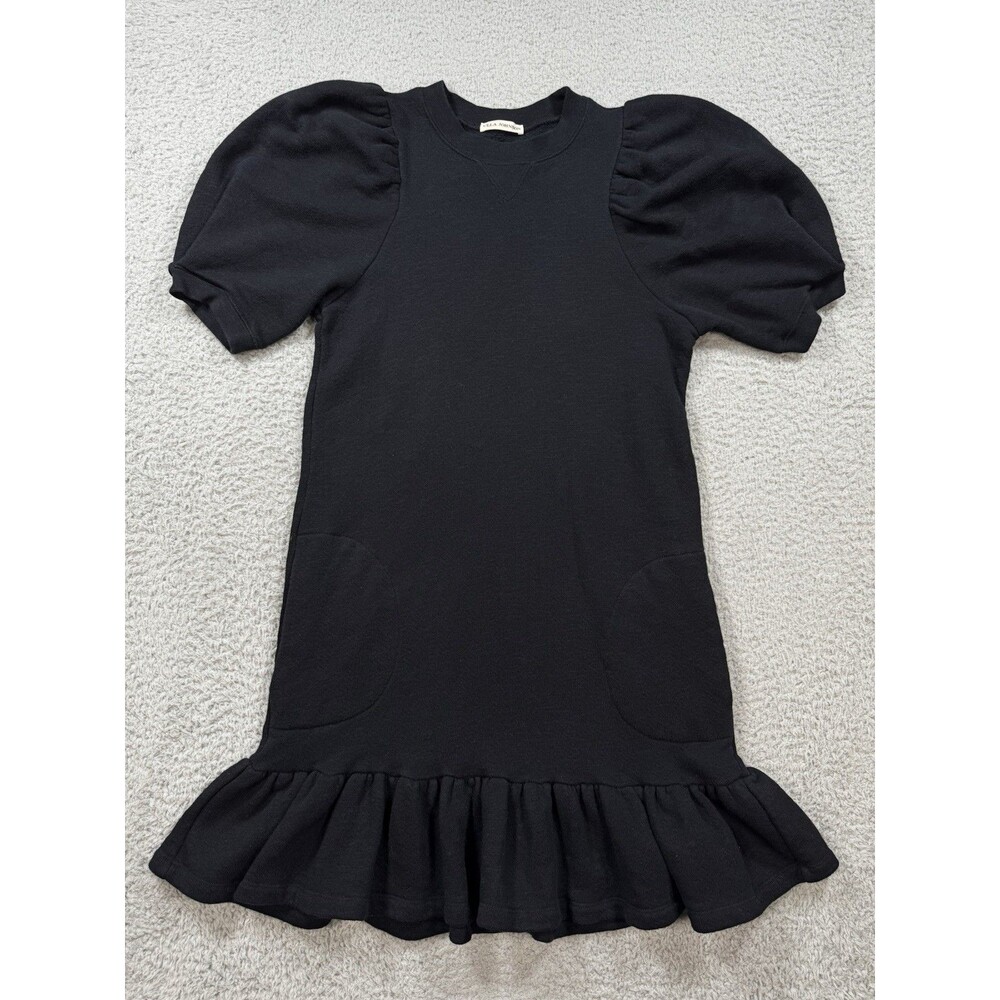 Ulla Johnson Womens Small Landry Ruffle Sweatshirt Mini Dress Black